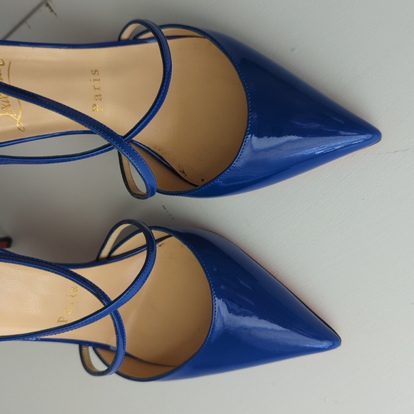 Christian Louboutin Cross Blake 100 Cobalt Blue Pumps - Picture 3 of 6